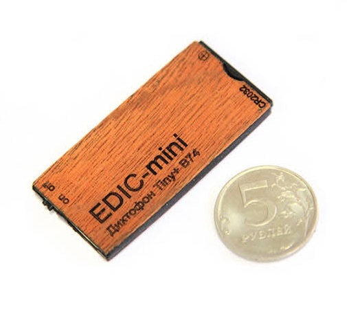 Мини Диктофон EDIC-Mini Tiny+ B74W в оригинальном корпусе из дерева