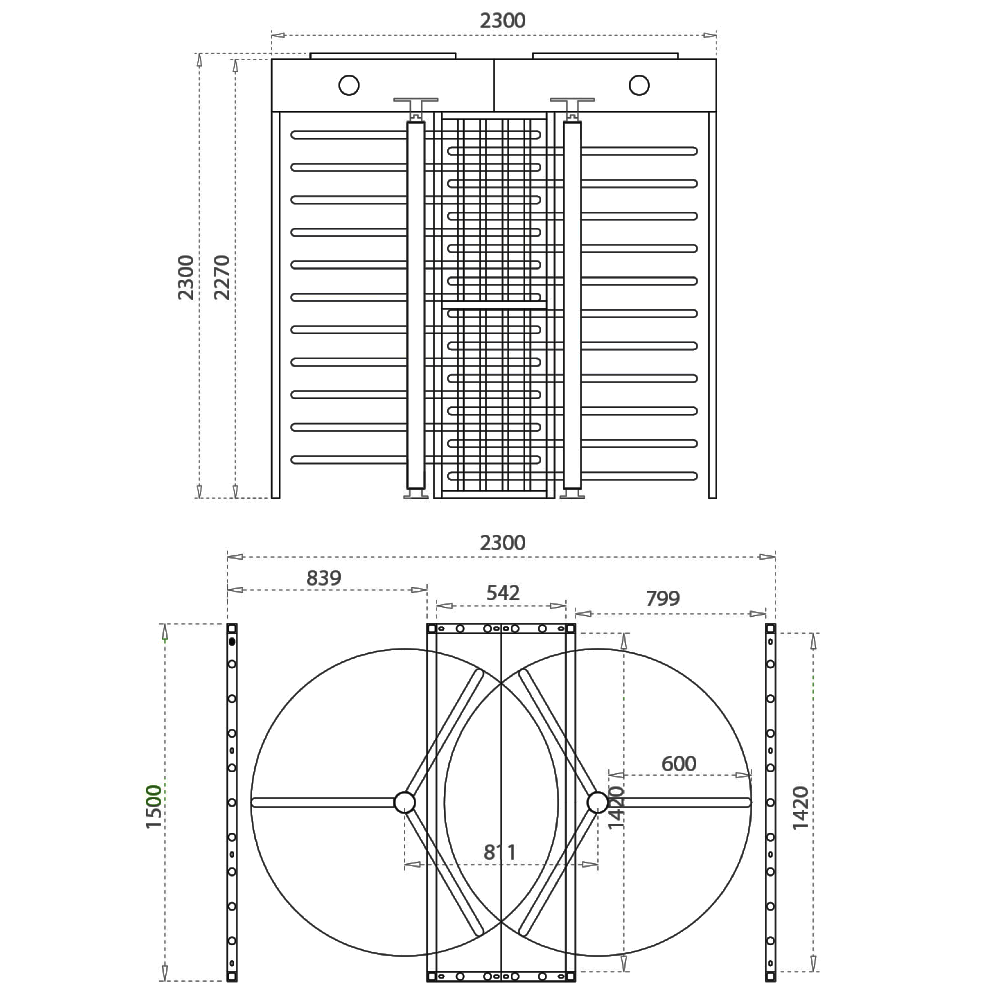 Турникет полноростовой двухпроходный ZKTeco FHT2300DL
