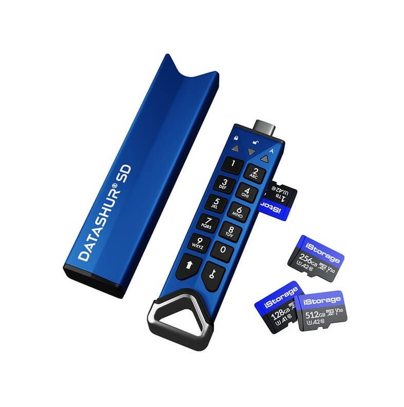 iStorage microSD Card 64GB защищенный флеш-накопитель с аппаратным шифрованием данных, пин-кодом