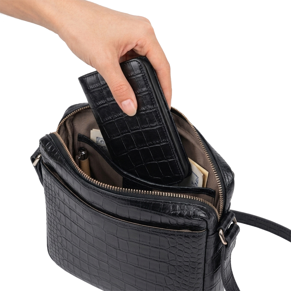 Чехол портмоне фарадея для телефона Faraday Bag PS2 Black Croc