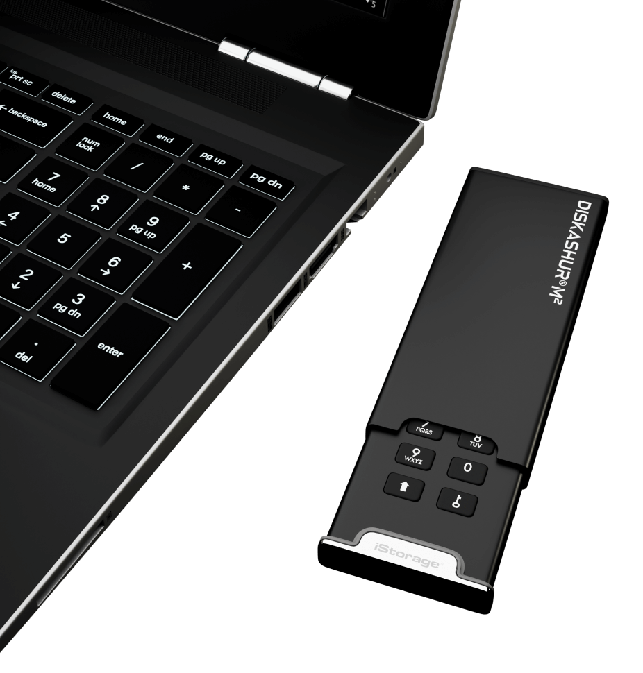 iStorage DiskAshur M2 SSD 120GB защищенный флеш-накопитель с аппаратным шифрованием данных, пин-кодом