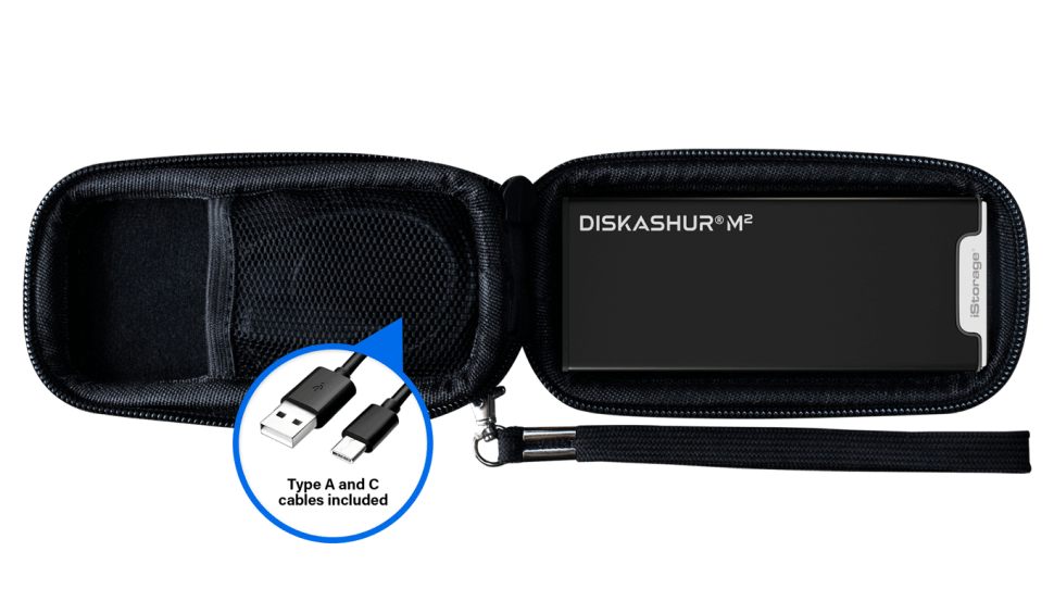 iStorage DiskAshur M2 SSD 2TB защищенный флеш-накопитель с аппаратным шифрованием данных, пин-кодом
