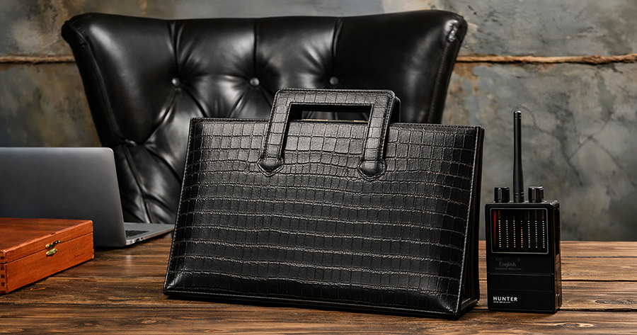 Премиальная кожаная сумка-папка для ноутбука Faraday Bag NS1 Black Croc