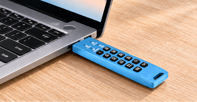 Защищенный USB-накопитель DataLock PRO4 Blue 2 ТБ в голубом цвете