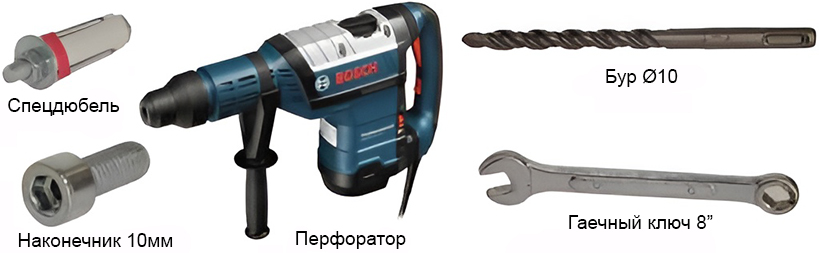 Комплект инструментов для монтажа фиксатора типа 1м