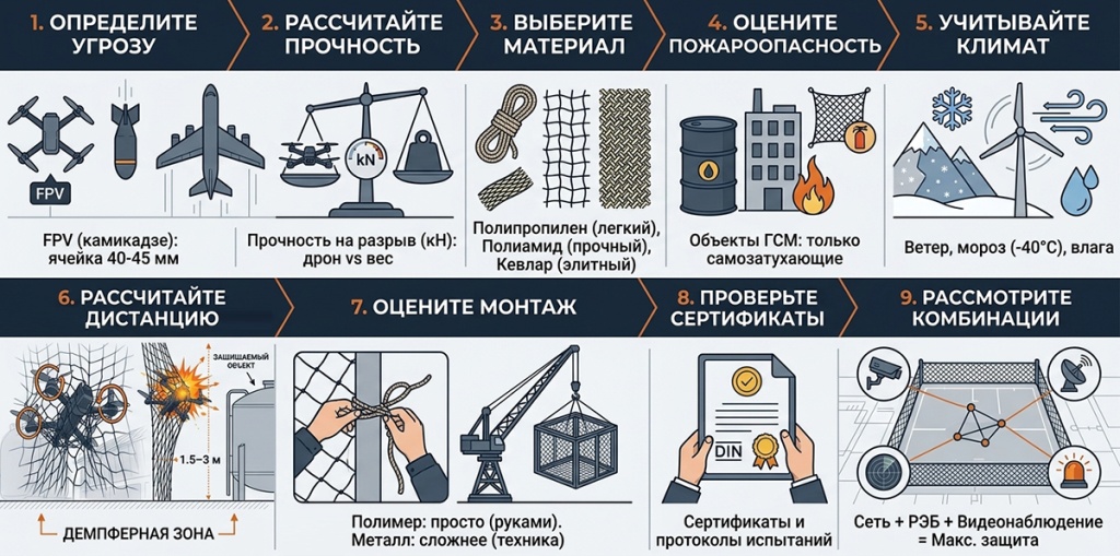 Как правильно выбрать антидроновую сетку: пошаговый чек-лист