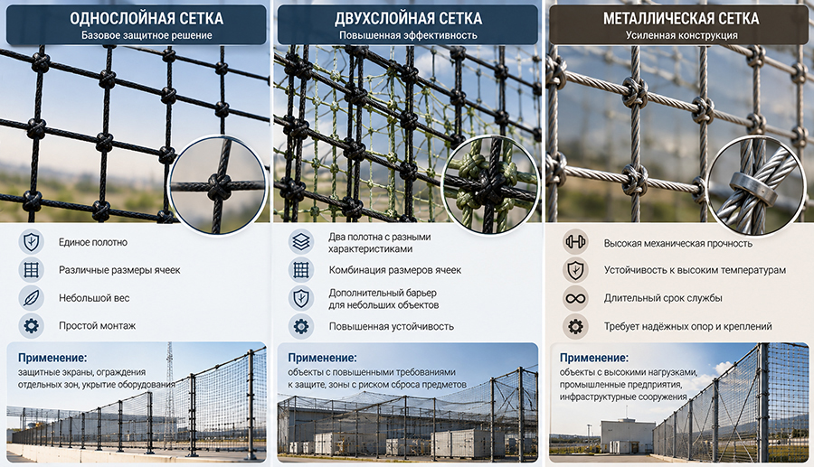 Основные виды антидроновых сеток по структуре и размеру ячейки