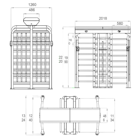 Турникет полноростовой двухпроходной ZKTeco FHT2400D