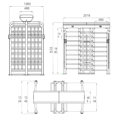 Турникет полноростовой двухпроходной ZKTeco FHT2400D